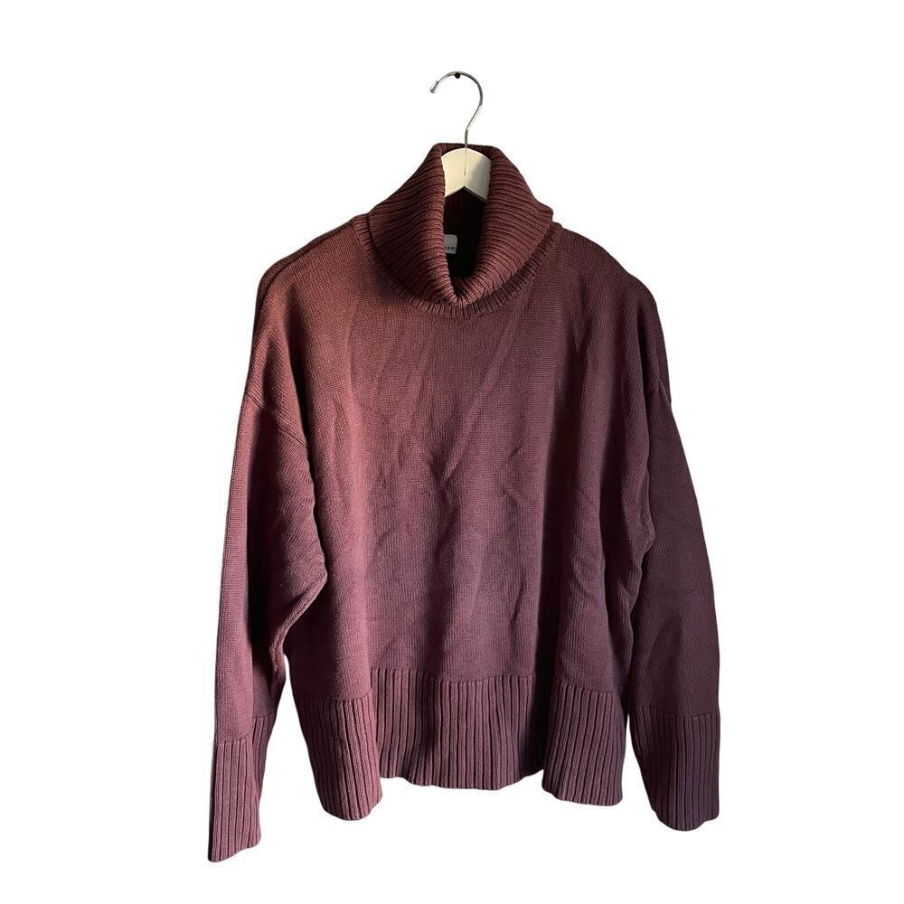 Bryan Walker 100% Cotton Purple Turtleneck Minimalist Sustainable Chunky size L